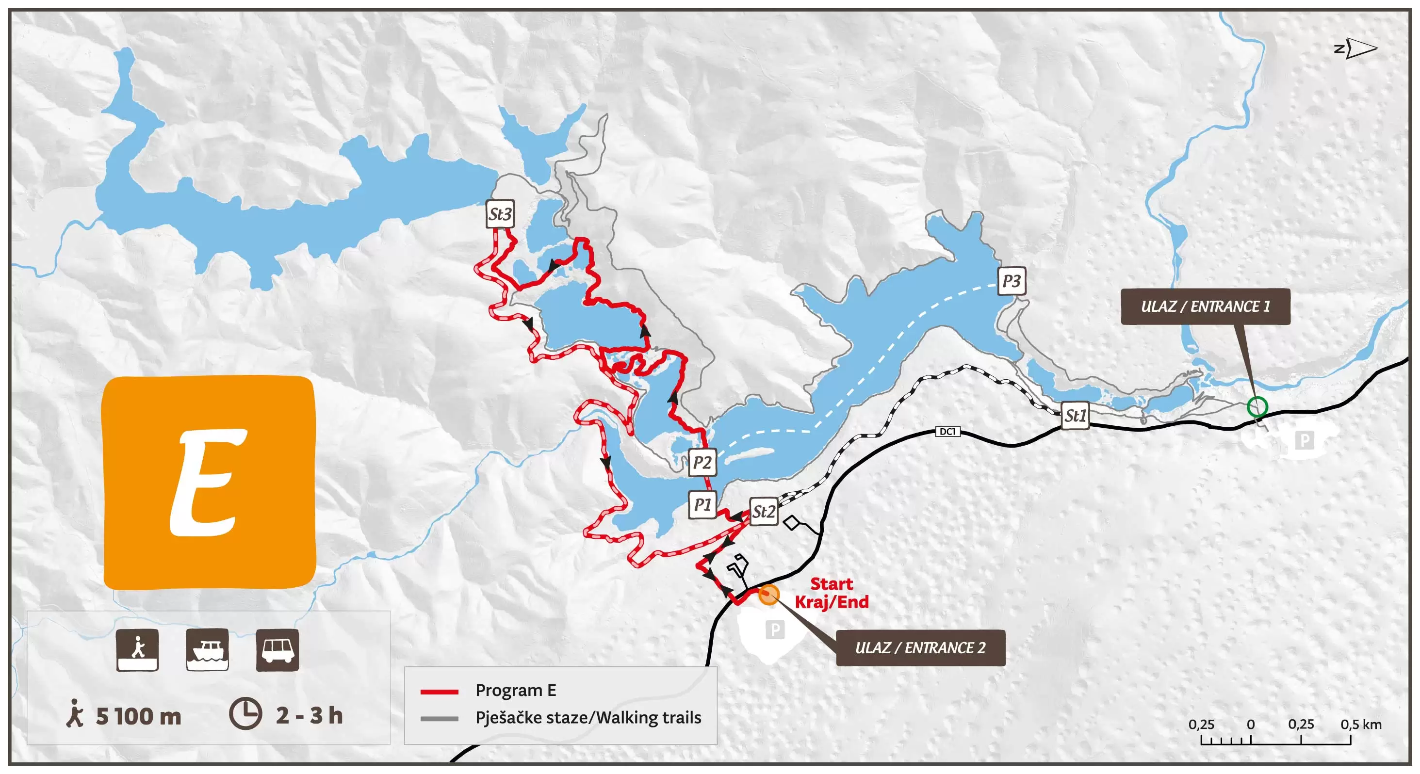 Plitvice Lakes National Park official Program E map/十六湖國家公園官方 Program E 路線圖
